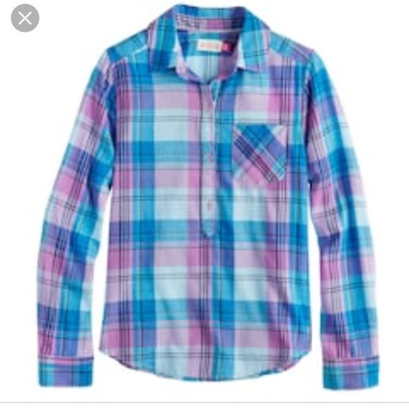 SO Other - $28 SO Sz 14 Mermaid Colors Plaid Shirt